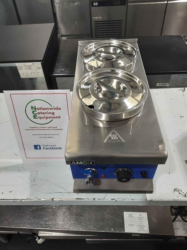 Hamoki Two 4L Round Pot Wet Bain Marie, 13amp Electric with Drain Tap, Model- BM-4X2 (NCE4283)