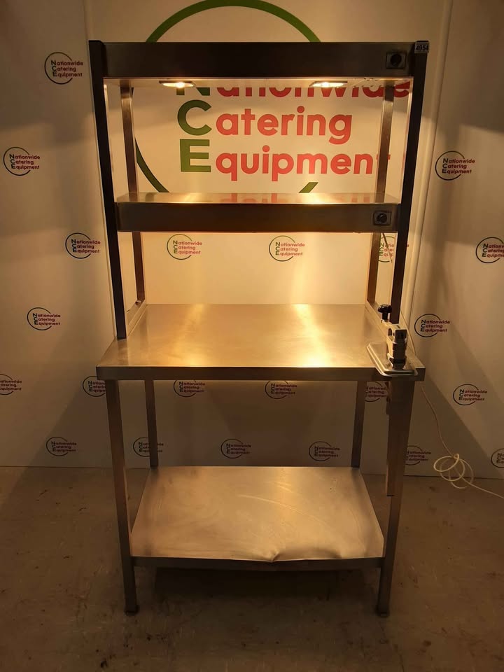 Stainless Steel Table With Two Tier Heated Gantry & Vogue Can Opener Attached (NCE4954)