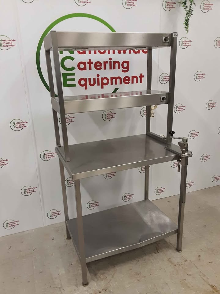 Stainless Steel Table With Two Tier Heated Gantry & Vogue Can Opener Attached (NCE4954)
