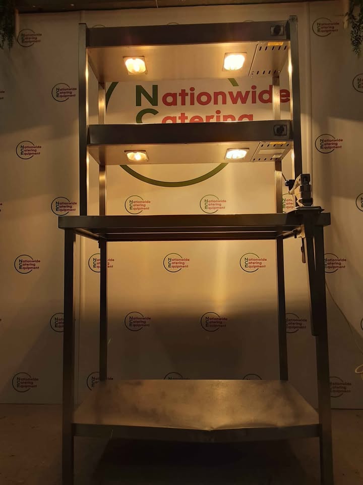 Stainless Steel Table With Two Tier Heated Gantry & Vogue Can Opener Attached (NCE4954)