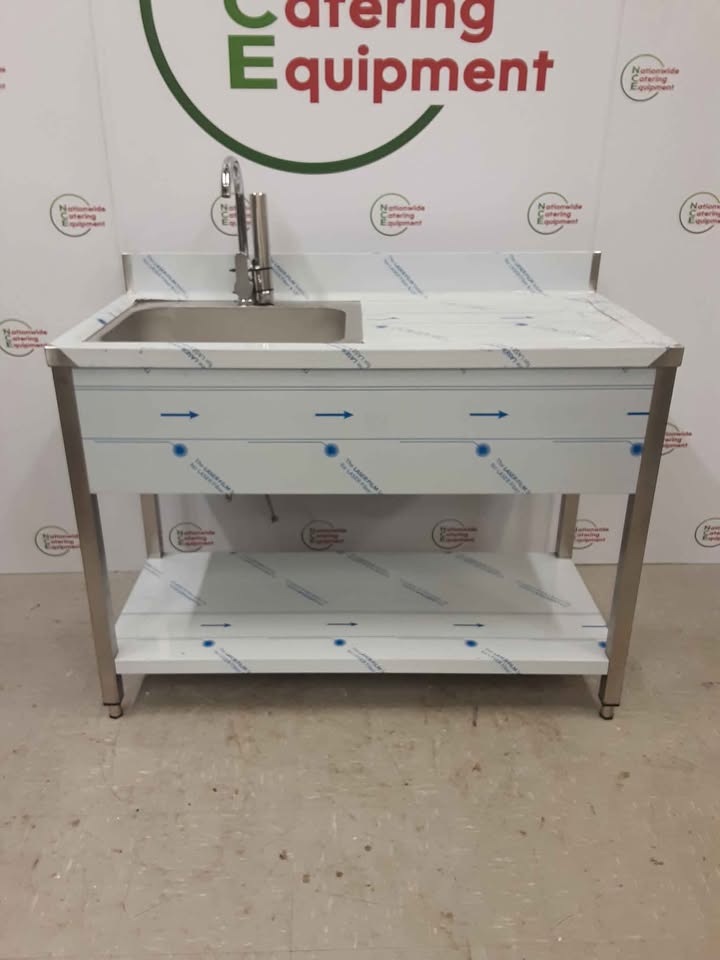 Hamoki Stainless Steel Single Sink, With Mixer Taps, Right Hand Drainer 120x60cm (NCE4249)