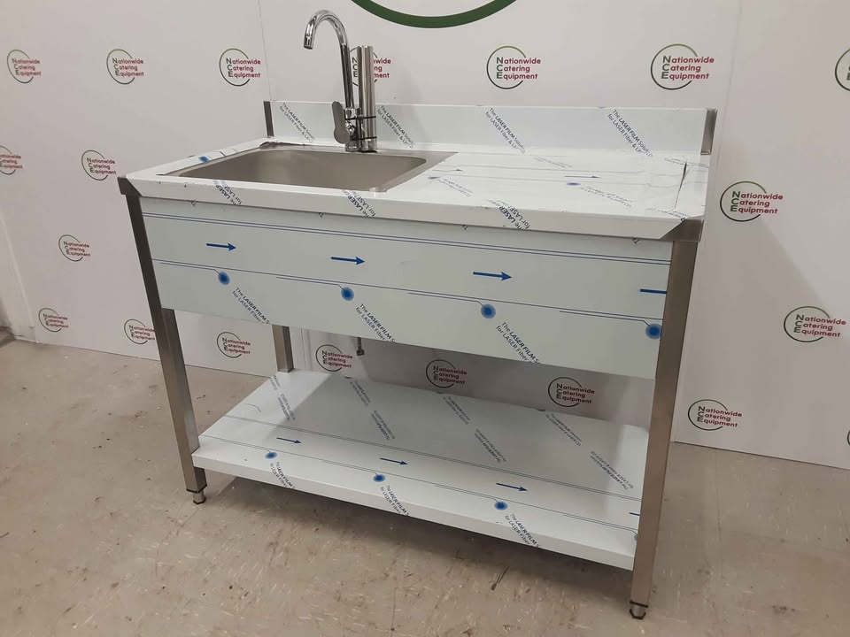 Hamoki Stainless Steel Single Sink, With Mixer Taps, Right Hand Drainer 120x60cm (NCE4249)