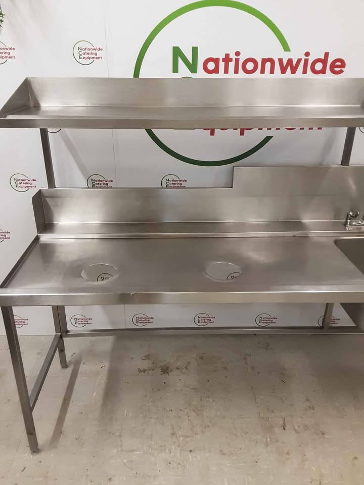 Stainless Steel Single Dishwasher Entry Sink With Two Refuse Holes And Shelf Above (NCE5226)
