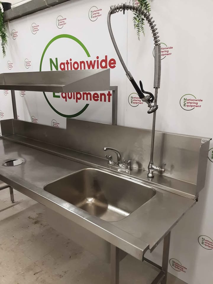 Stainless Steel Single Dishwasher Entry Sink With Two Refuse Holes And Shelf Above (NCE5226)