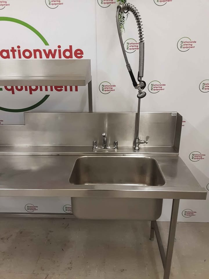 Stainless Steel Single Dishwasher Entry Sink With Two Refuse Holes And Shelf Above (NCE5226)