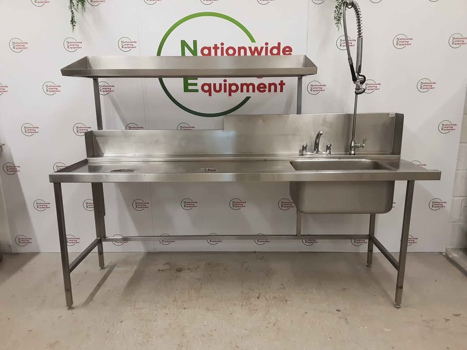 Stainless Steel Single Dishwasher Entry Sink With Two Refuse Holes And Shelf Above (NCE5226)