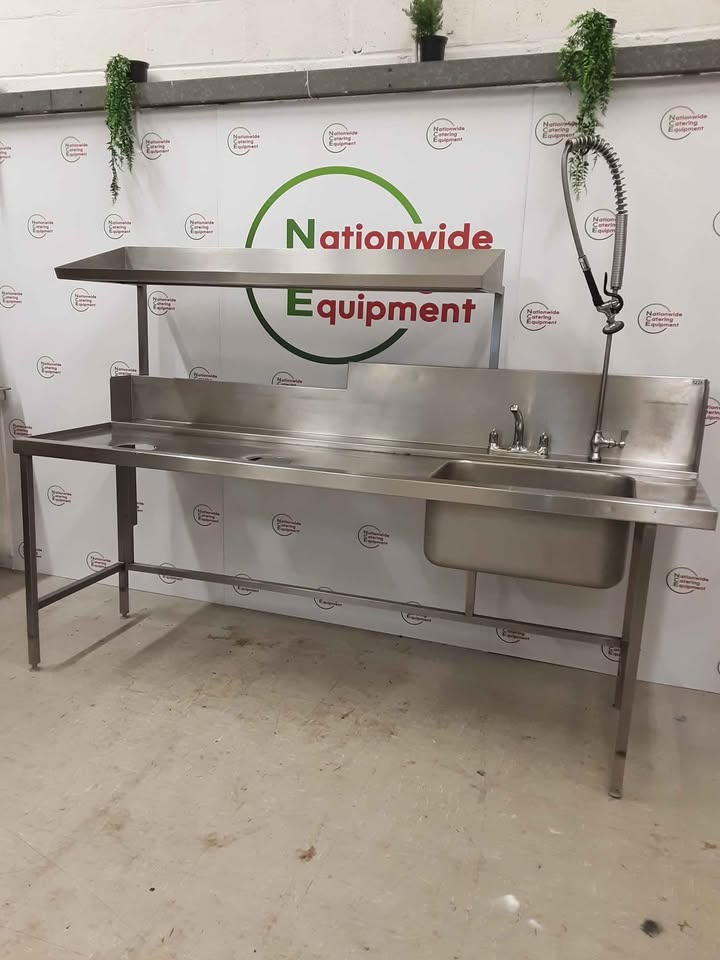 Stainless Steel Single Dishwasher Entry Sink With Two Refuse Holes And Shelf Above (NCE5226)
