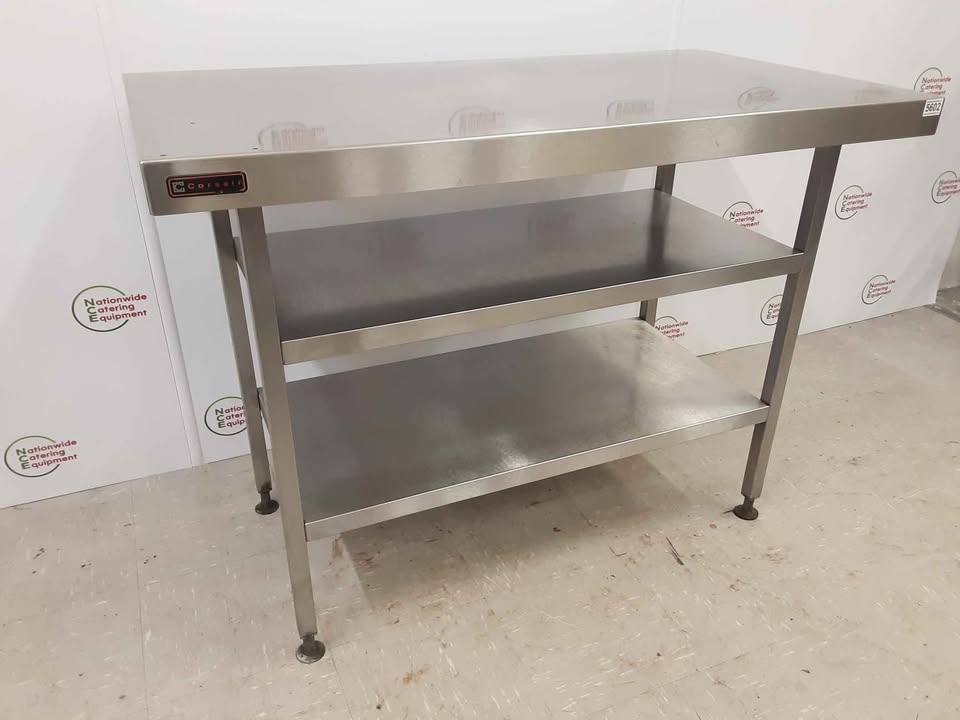 Stainless Steel Table With Two Lower Shelves 120x65cm (NCE5602)