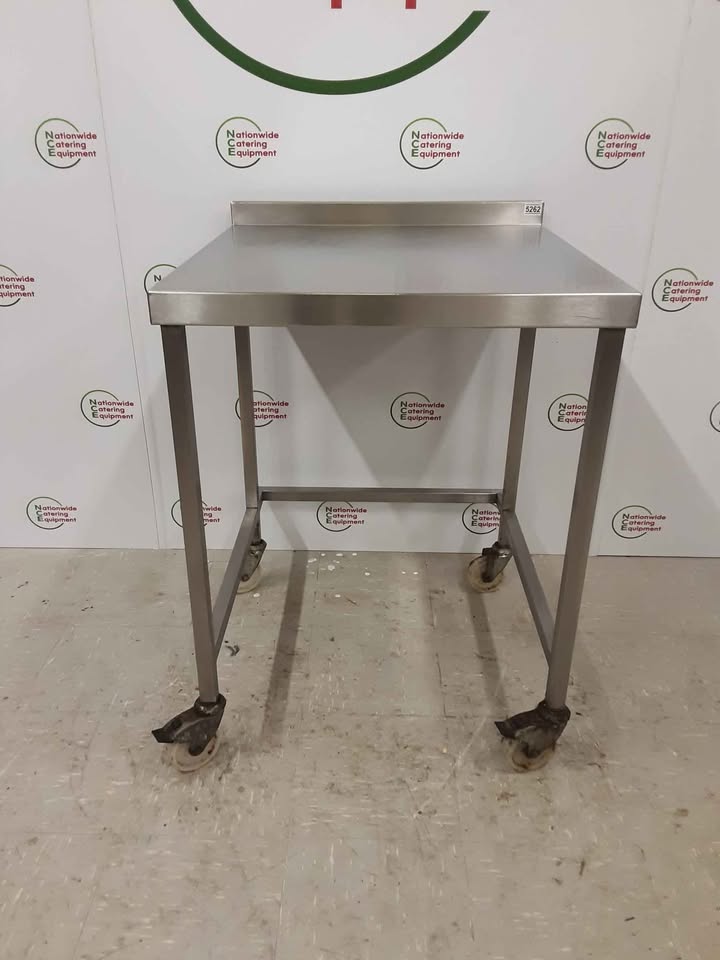 Stainless Steel Table On Wheels, With Appliance Space Beneath 70x75cm (NCE5262)