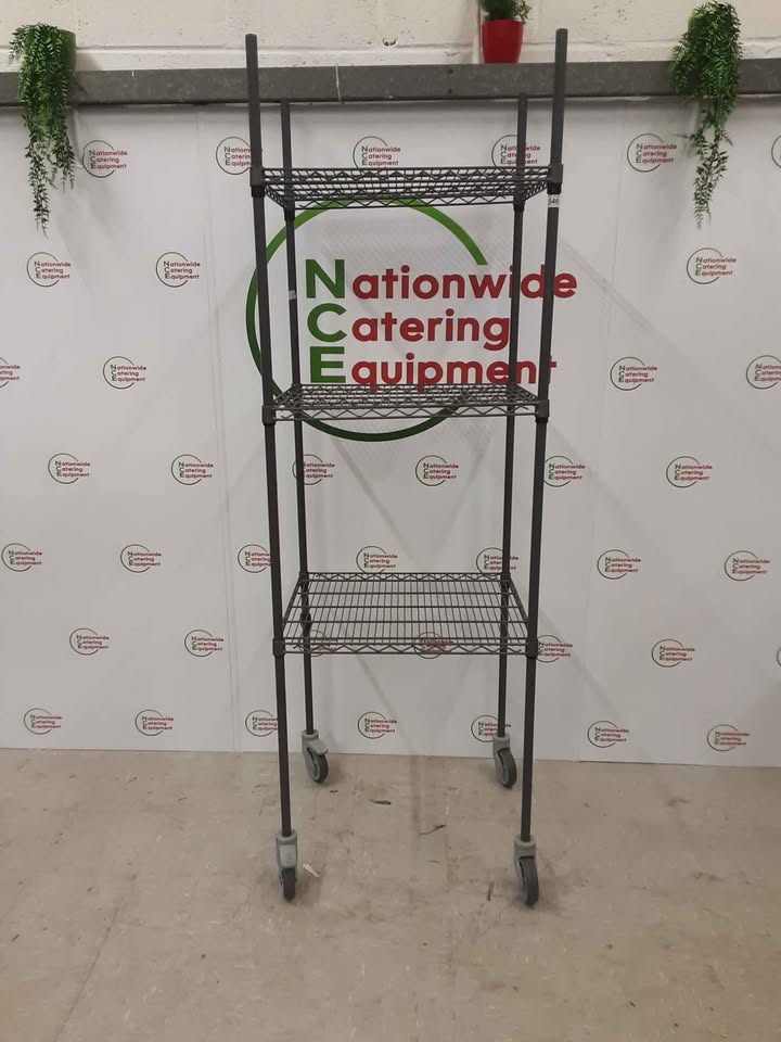 Wire Shelving Unit on Wheels, Three Tier, 70x60cm (NCE5465)
