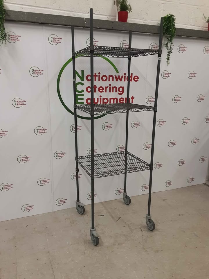 Wire Shelving Unit on Wheels, Three Tier, 70x60cm (NCE5465)