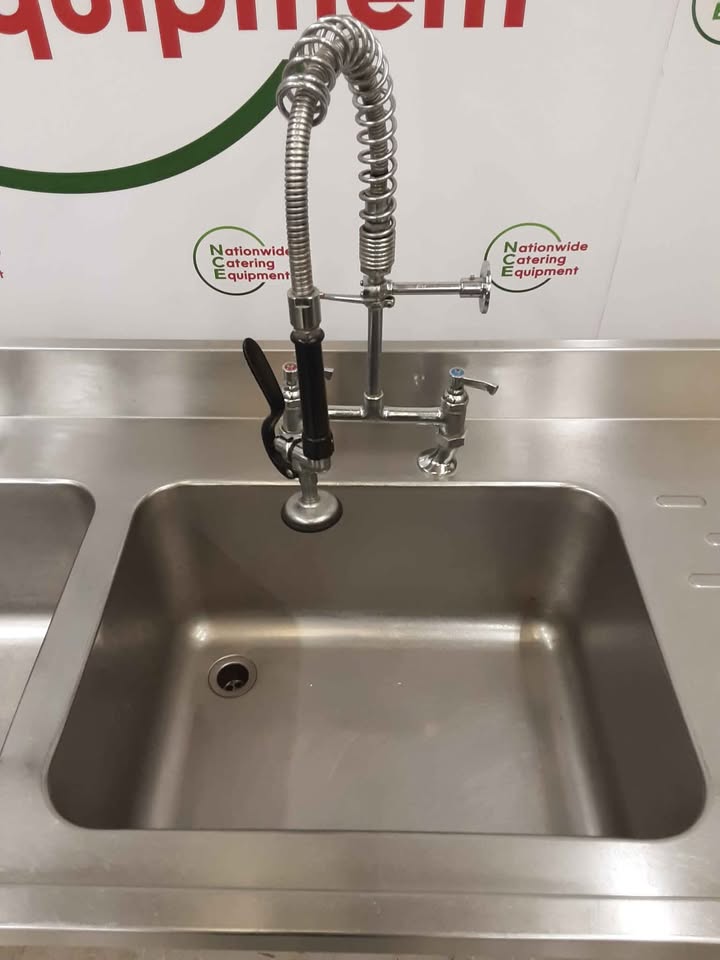 Stainless Steel 180cm Double Sink, With Pre-Wash Spray & Large Basins (NCE5443)