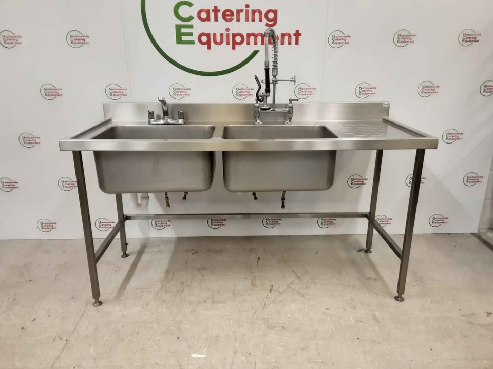 Stainless Steel 180cm Double Sink, With Pre-Wash Spray & Large Basins (NCE5443)