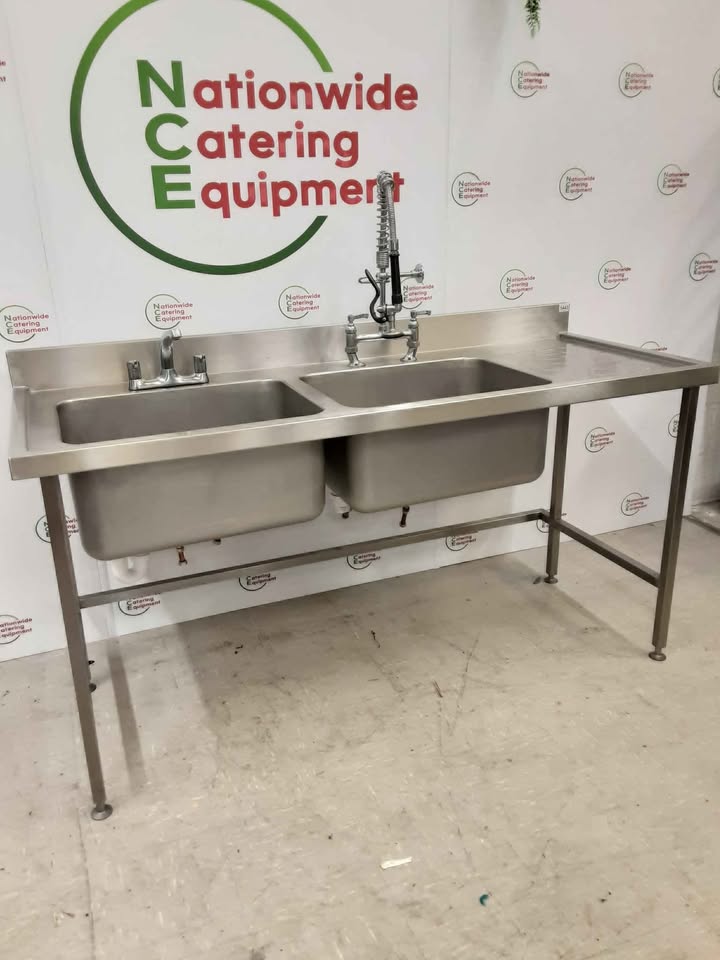 Stainless Steel 180cm Double Sink, With Pre-Wash Spray & Large Basins (NCE5443)