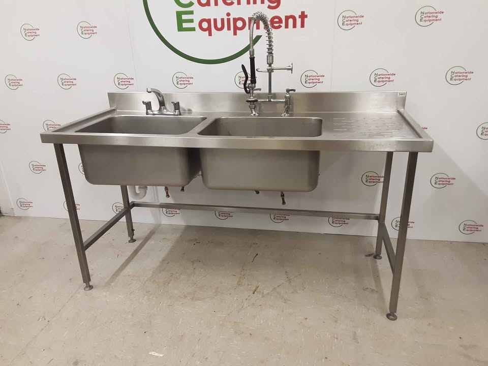 Stainless Steel 180cm Double Sink, With Pre-Wash Spray & Large Basins (NCE5443)