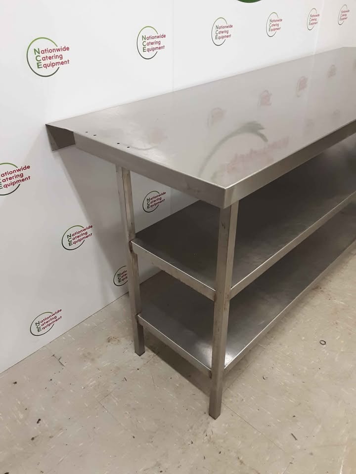 Stainless Steel Table With Two Lower Shelves & Bonzer Can Opener 210x70cm (NCE5648)