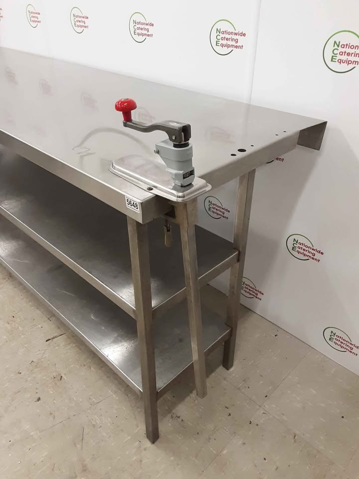 Stainless Steel Table With Two Lower Shelves & Bonzer Can Opener 210x70cm (NCE5648)