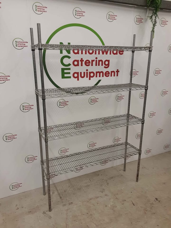 Chrome Four Tier Wire Shelving Unit 122x30cm (NCE5700)