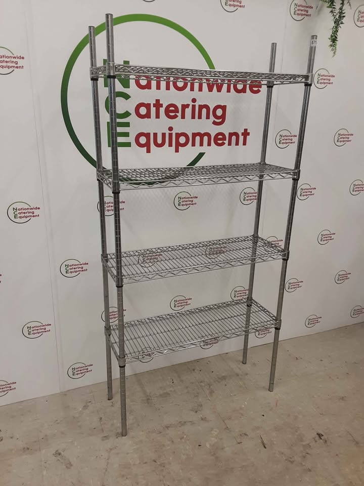 Chrome Four Tier Wire Shelving Unit 91x30cm (NCE5701)
