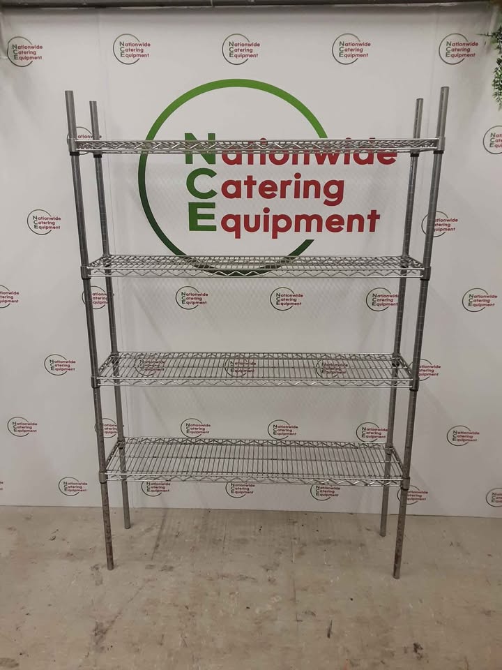 Chrome Four Tier Wire Shelving Unit 122x30cm (NCE5700)