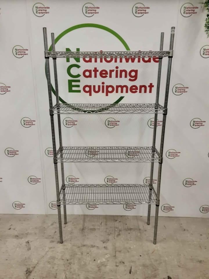 Chrome Four Tier Wire Shelving Unit 91x30cm (NCE5701)