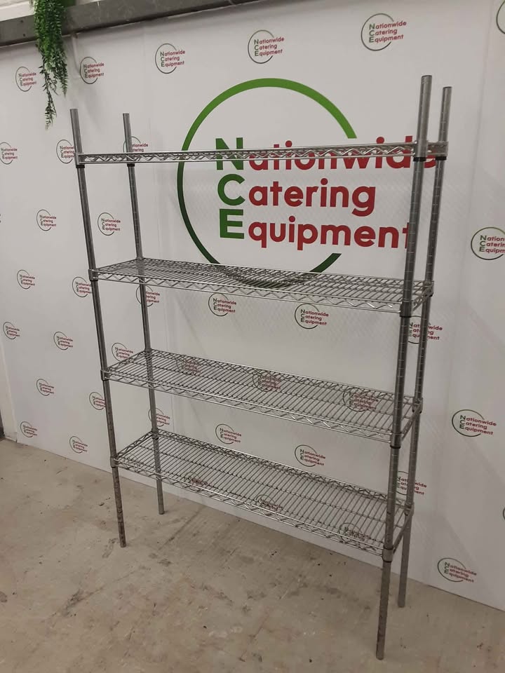 Chrome Four Tier Wire Shelving Unit 122x30cm (NCE5700)