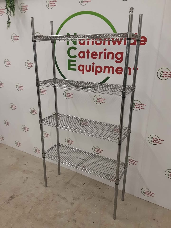 Chrome Four Tier Wire Shelving Unit 91x30cm (NCE5701)