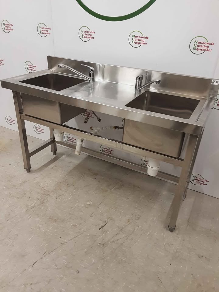 Stainless Steel Double Sink - Low Height 150x50cm (NCE5857)