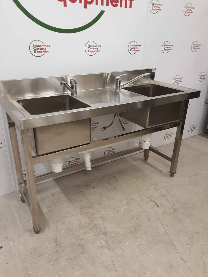 Stainless Steel Double Sink - Low Height 150x50cm (NCE5857)