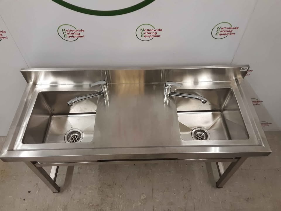 Stainless Steel Double Sink - Low Height 150x50cm (NCE5857)