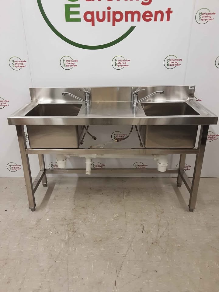 Stainless Steel Double Sink - Low Height 150x50cm (NCE5857)