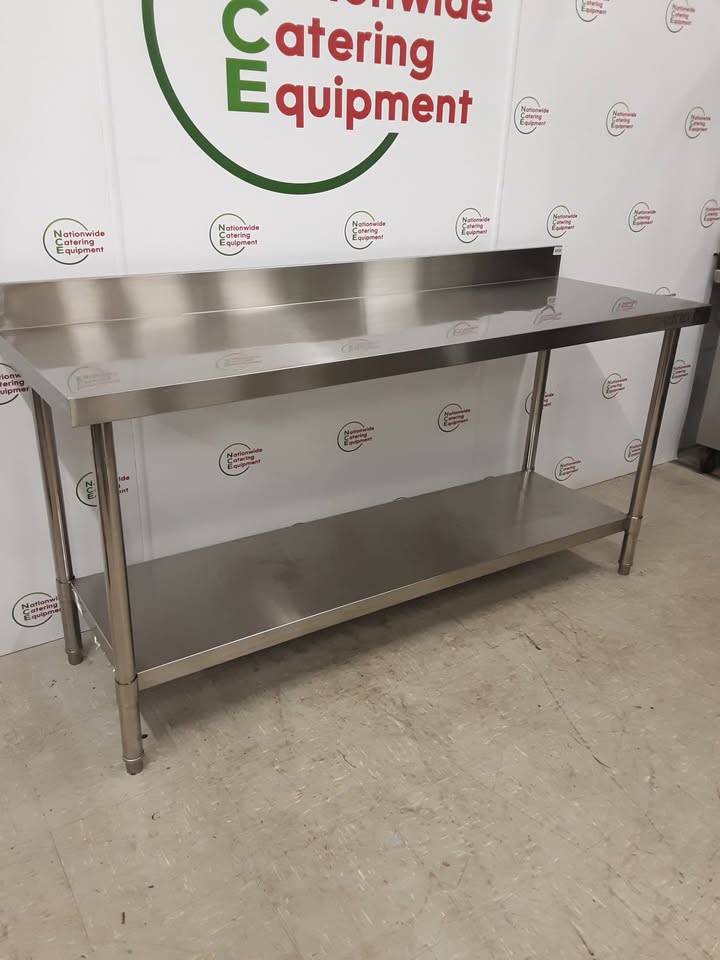 Stainless Steel Hamoki Table With Upstand 180x60cm (NCE5858)