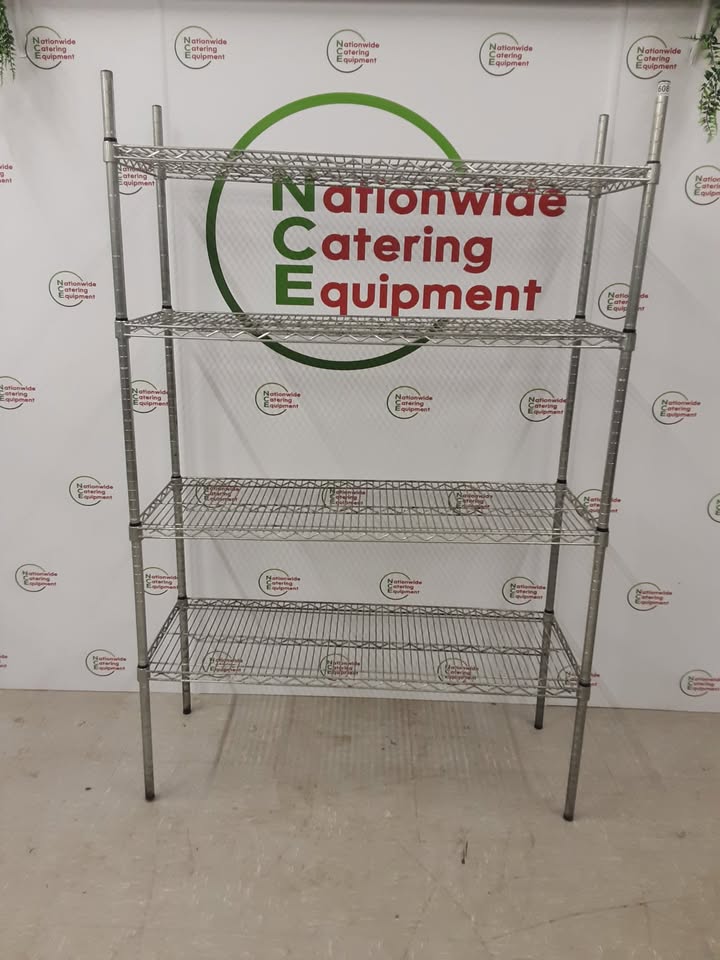 Vogue Wire Shelving Unit- Galvanised, Four Tier, 91x35cm (NCE6081)