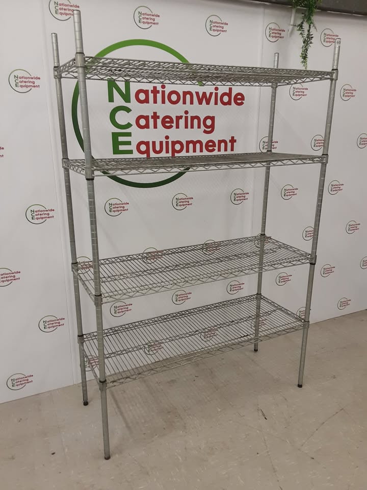 Vogue Wire Shelving Unit- Galvanised, Four Tier, 121x46cm (NCE6085)