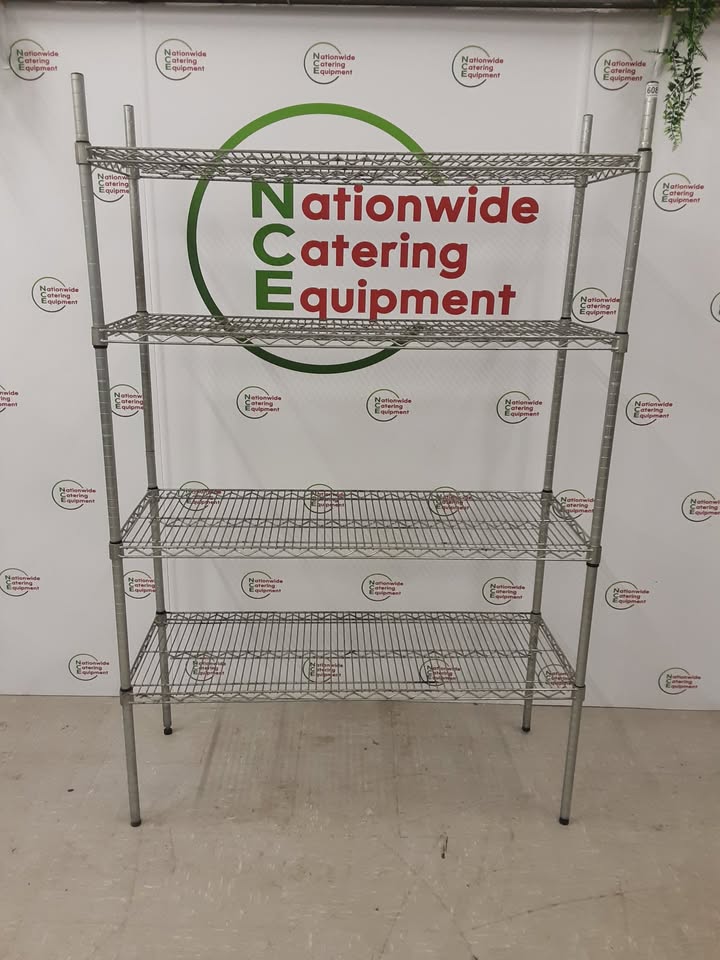Vogue Wire Shelving Unit- Galvanised, Four Tier, 121x46cm (NCE6085)