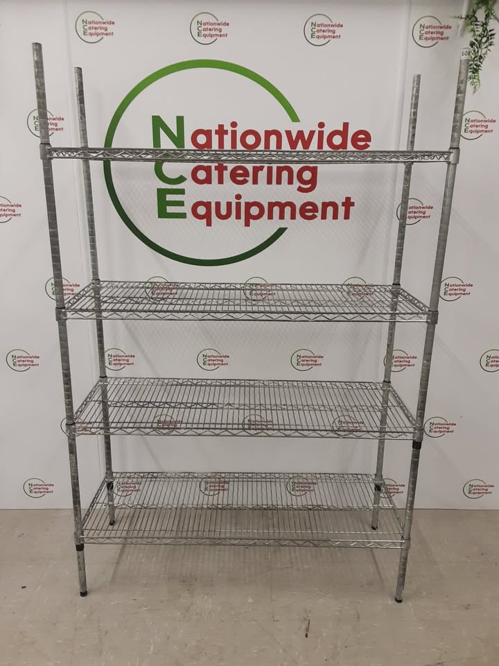 Vogue Wire Shelving Unit- Galvanised, Four Tier, 121x46cm (NCE6086)
