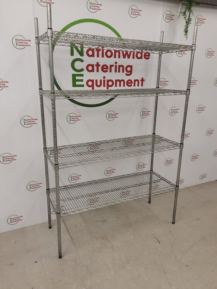 Vogue Wire Shelving Unit- Galvanised, Four Tier, 91x35cm (NCE6081)