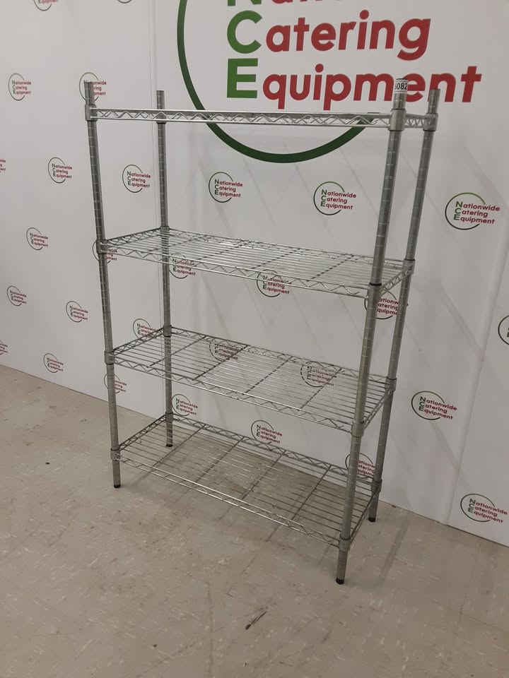 Wire Shelving Unit-Chrome, Four Tier, 91x35cm (NCE6082)