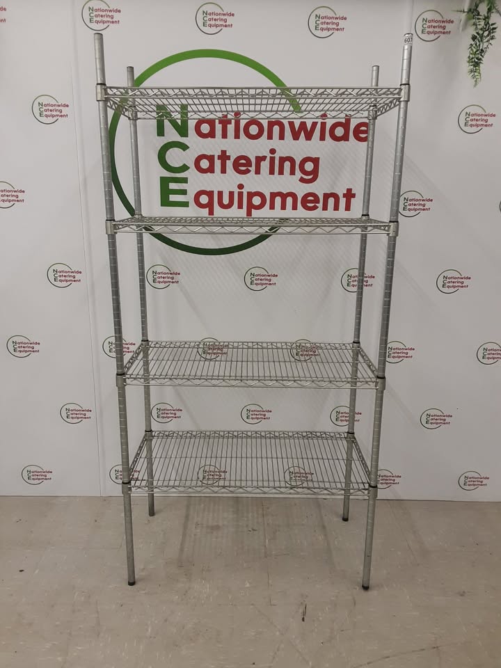 Vogue Wire Shelving Unit- Galvanised, Four Tier, 91x46cm (NCE6079)