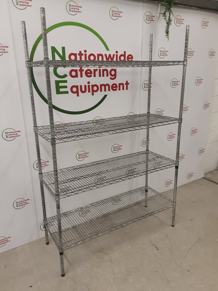 Vogue Wire Shelving Unit- Galvanised, Four Tier, 121x46cm (NCE6086)