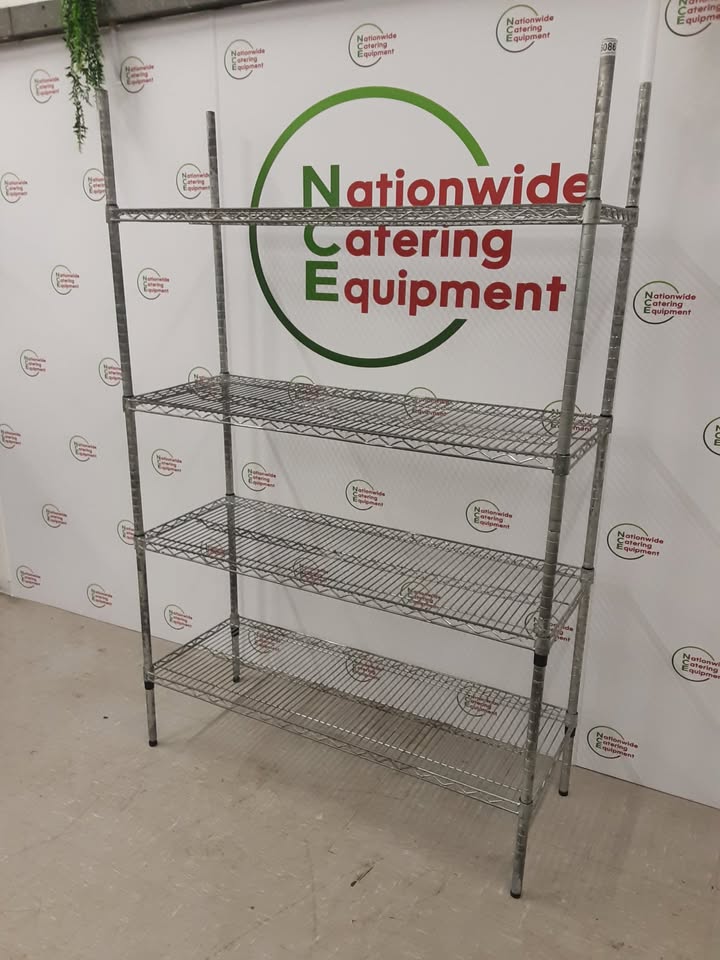 Vogue Wire Shelving Unit- Galvanised, Four Tier, 121x46cm (NCE6086)