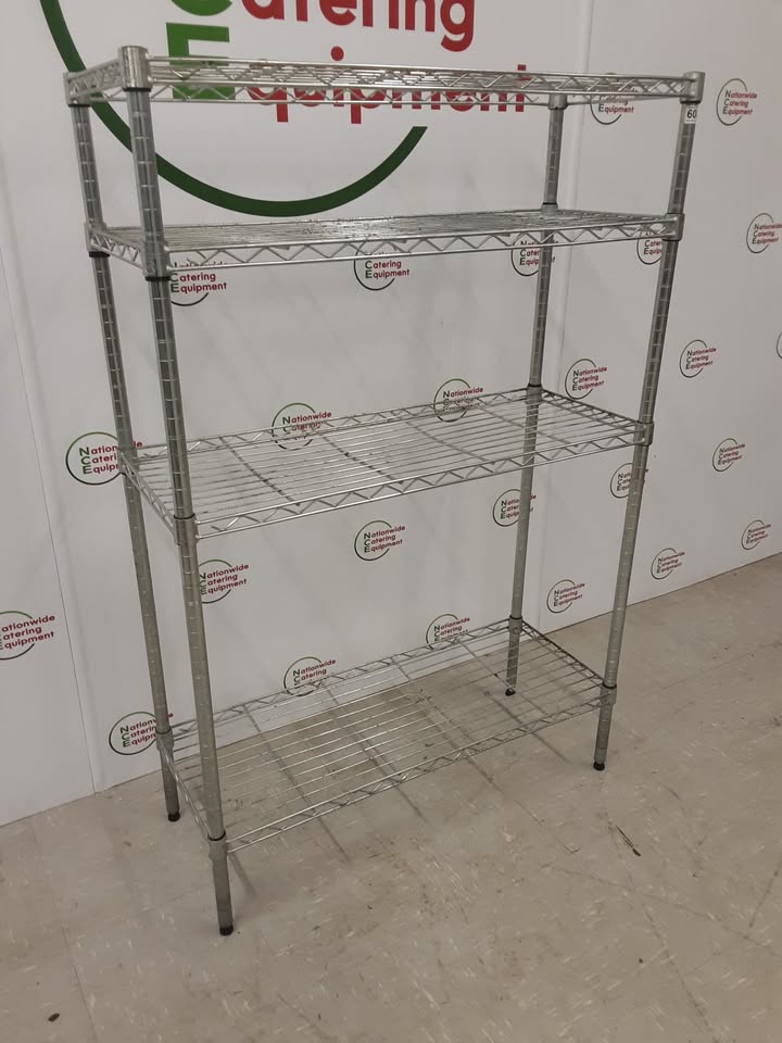 Wire Shelving Unit, Four Tier, Chrome, 91x35cm (NCE6080)