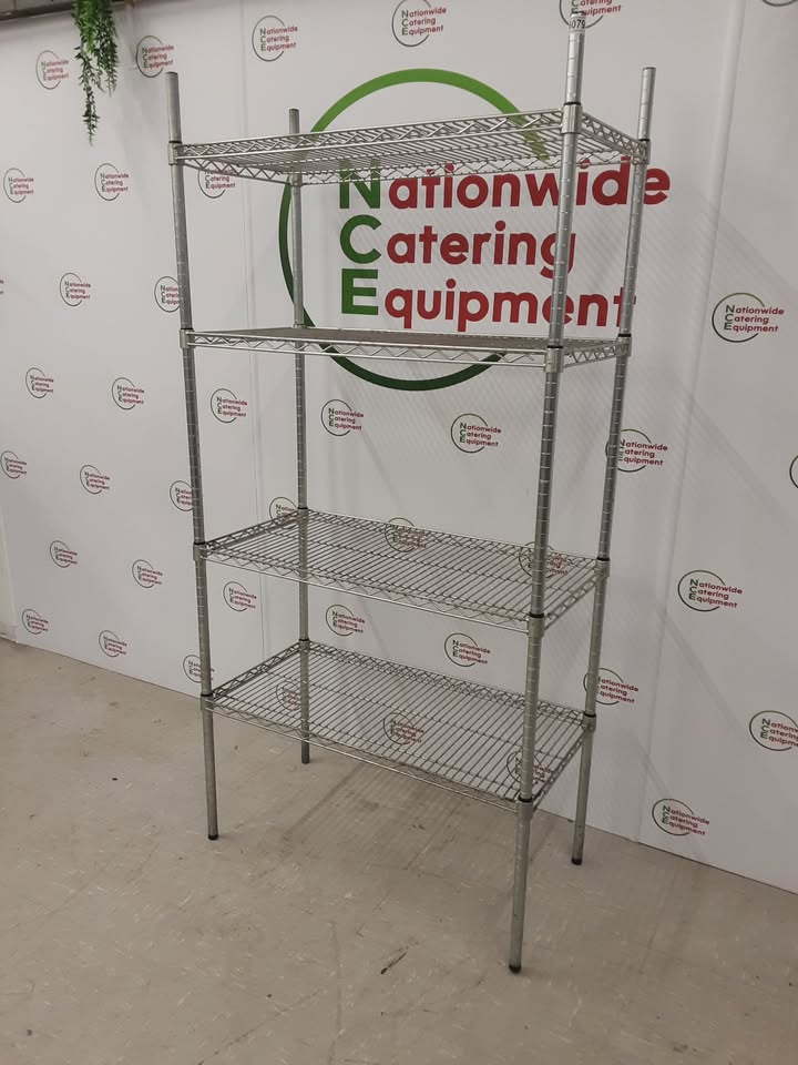 Vogue Wire Shelving Unit- Galvanised, Four Tier, 91x46cm (NCE6079)
