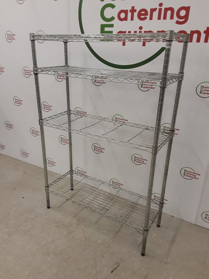Wire Shelving Unit, Four Tier, Chrome, 91x35cm (NCE6080)