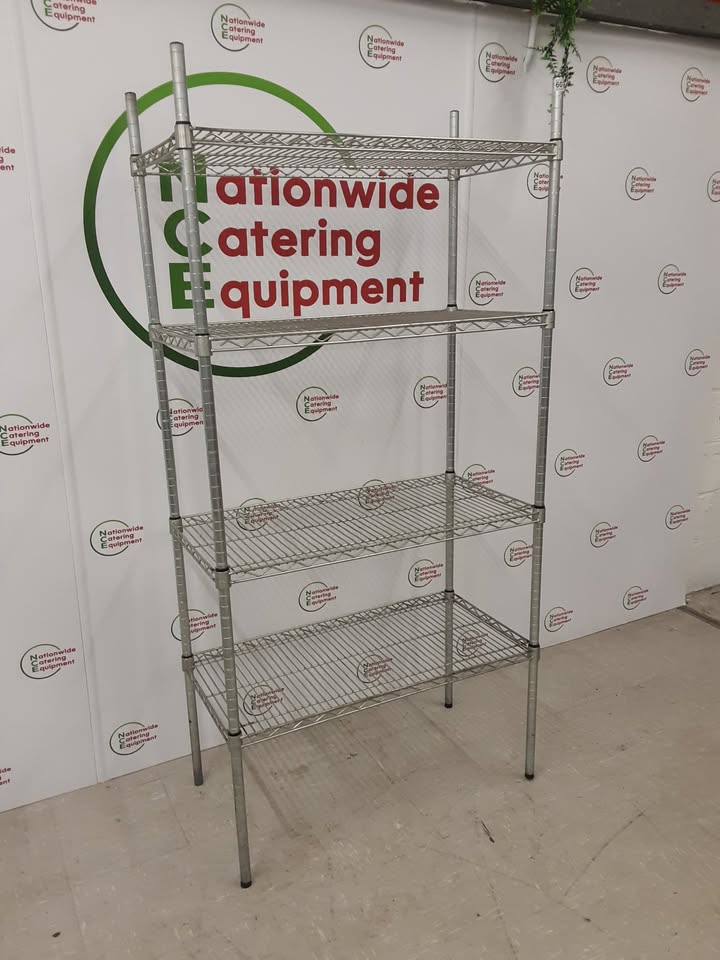 Vogue Wire Shelving Unit- Galvanised, Four Tier, 91x46cm (NCE6079)