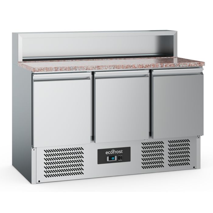 Ecofrost Three Door Counter Fridge With Granite Worktop & Toppings Opening, 90cm. Model- 7950.5095 Delivery Included