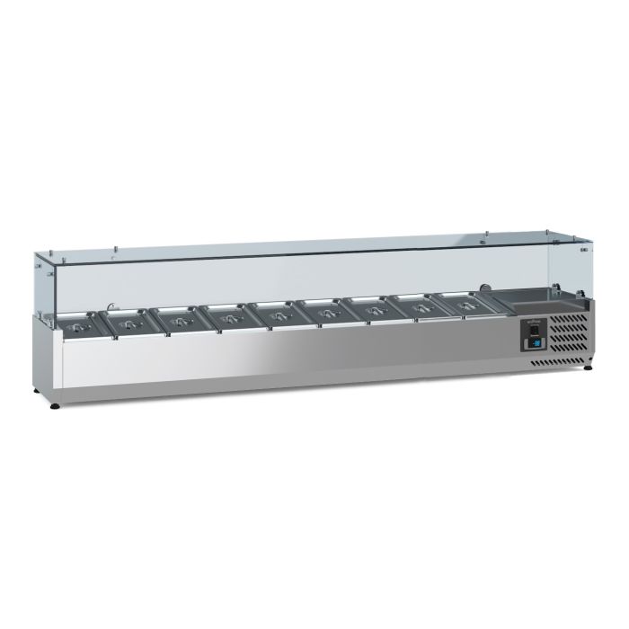 Ecofrost Tabletop Toppings Fridge With Glass Surround-9x1/3GN / 200cm Length. Model- 7950.5133. Delivery Included