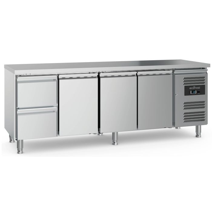 Ecofrost Three Door/Two Drawer Counter Fridge, 70cm Depth, Adjustable Feet, 223cm. Model-7950.5165. Delivery Included
