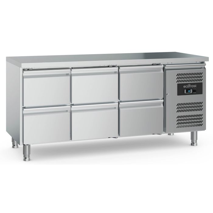 Ecofrost Six Drawer Counter Fridge, Adjustable Feet, 60cm Depth, 180cm Length. Model- 7950.5185 Delivery Included