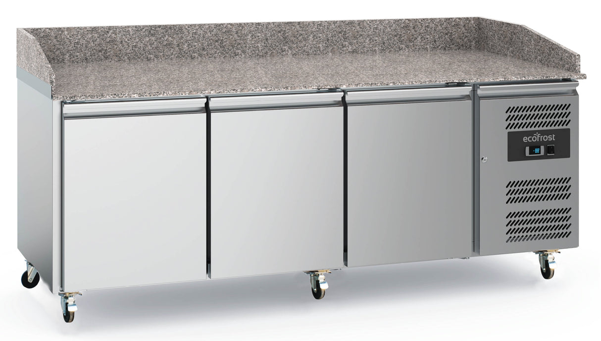 PIZZA COUNTER 3 DOORS WITH WHEELS